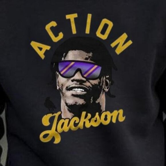 Lamar Jackson Action Jackson Baltimore Ravens Football Sweatshirt NFL Fan Gift 5 - Picture 2 of 5